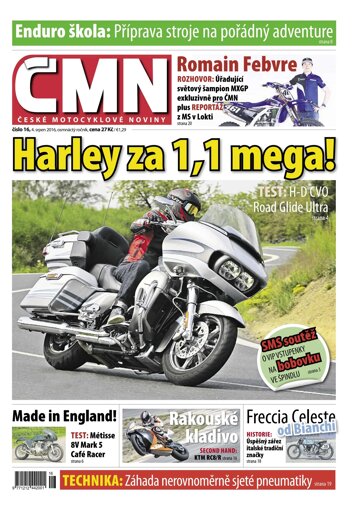 Obálka e-magazínu ČESKÉ MOTOCYKLOVÉ NOVINY 16/2016
