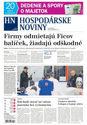 Obálka e-magazínu Hospodárske noviny 11.05.2017
