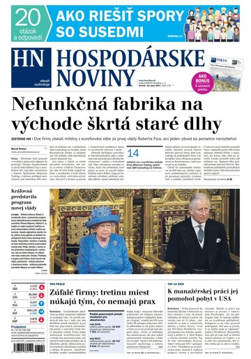 Obálka e-magazínu Hospodárske noviny 22.06.2017