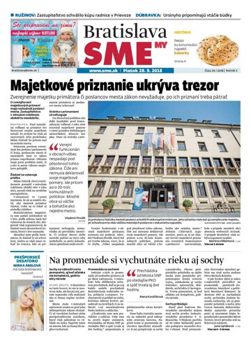 Obálka e-magazínu SME MY Bratislava 28/9/2018