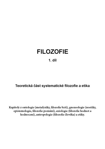 Obálka knihy FILOSOFIE - 1. díl