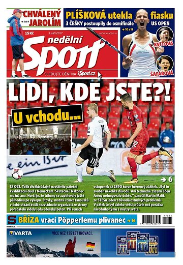 Obálka e-magazínu Nedělní Sport 3.9.2017