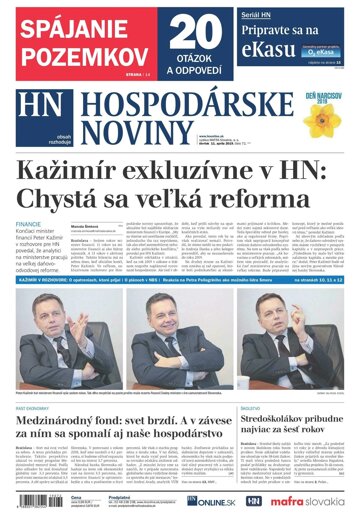 Obálka e-magazínu Hospodárske noviny 11.04.2019