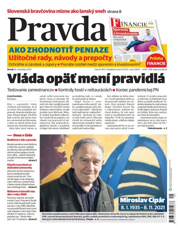 Obálka e-magazínu Pravda 10. 11. 2021