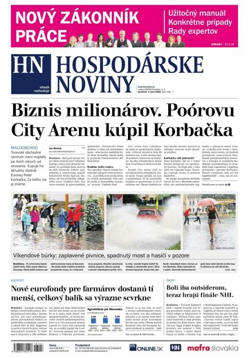 Obálka e-magazínu Hospodárske noviny 04.06.2018