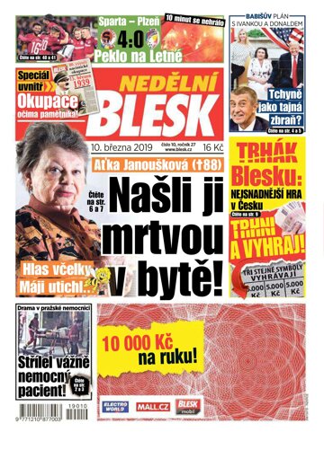 Obálka e-magazínu Nedělní Blesk 10.3.2019