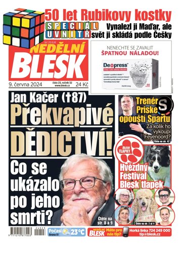 Obálka e-magazínu Nedělní Blesk 9.6.2024