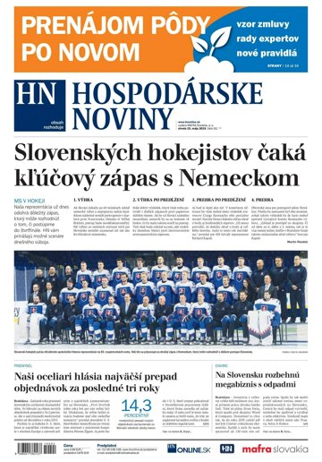 Obálka e-magazínu Hospodárske noviny 15.05.2019