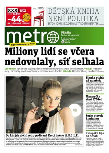 Obálka e-magazínu deník METRO 20.8.2015