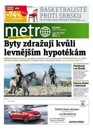 Obálka e-magazínu deník METRO 16.9.2015