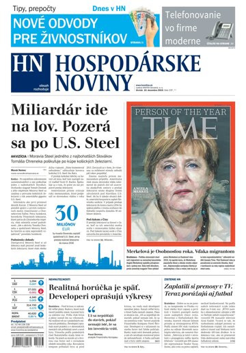 Obálka e-magazínu Hospodárske noviny 10.12.2015