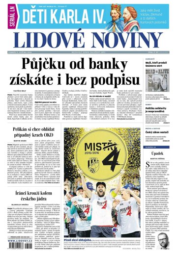 Obálka e-magazínu Lidové noviny 2.5.2016