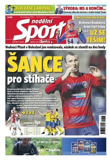 Obálka e-magazínu Nedělní Sport 20.11.2016