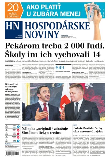 Obálka e-magazínu Hospodárske noviny 13.07.2017