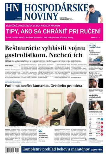Obálka e-magazínu Hospodárske noviny 9.4.2015