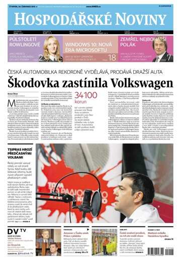 Obálka e-magazínu Hospodářské noviny 146 - 30.7.2015