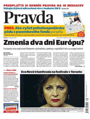 Obálka e-magazínu Pravda Dennik 22. 9. 2015