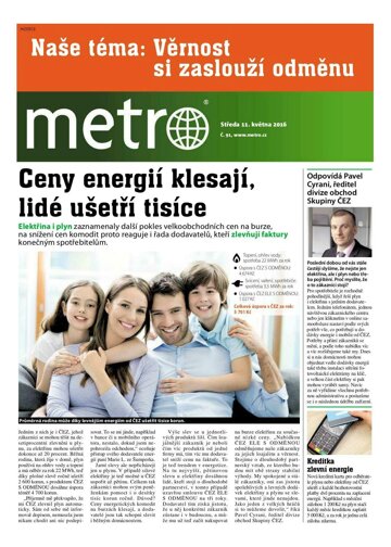 Obálka e-magazínu deník METRO 11.5.2016