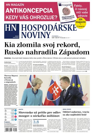 Obálka e-magazínu Hospodárske noviny 29.07.2016