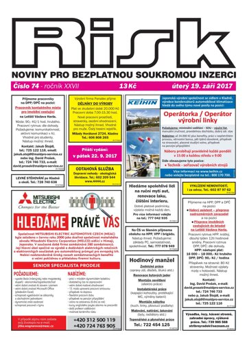 Obálka e-magazínu Risk 74/2017