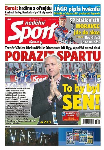 Obálka e-magazínu Nedělní Sport 26.11.2017