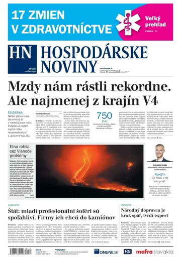 Obálka e-magazínu Hospodárske noviny 27.12.2018