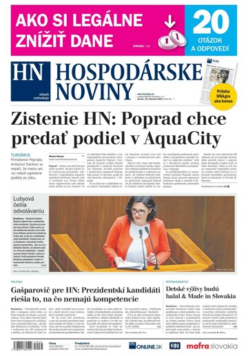Obálka e-magazínu Hospodárske noviny 19.02.2019