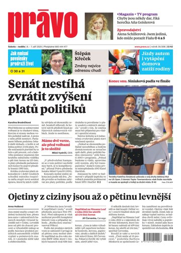 Obálka e-magazínu Deník Právo 6.9.2025