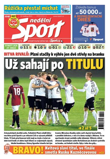 Obálka e-magazínu Nedělní Sport 10.5.2015