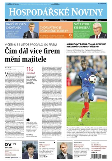 Obálka e-magazínu Hospodářské noviny 152 - 8.8.2016