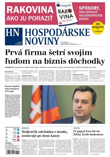 Obálka e-magazínu Hospodárske noviny 03.02.2017