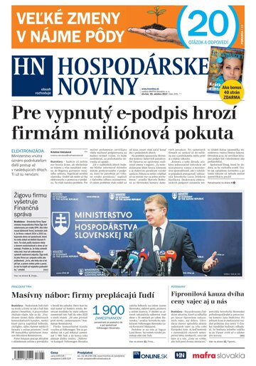 Obálka e-magazínu Hospodárske noviny 26.10.2017