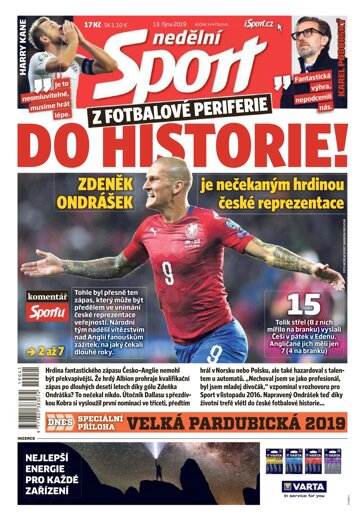 Obálka e-magazínu Nedělní Sport 13.10.2019