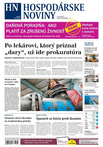 Obálka e-magazínu Hospodárske noviny 11.02.2015