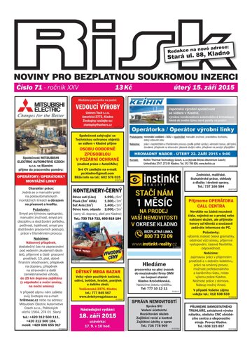 Obálka e-magazínu Risk 71/2015