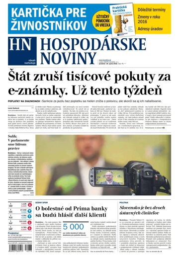 Obálka e-magazínu Hospodárske noviny 25.04.2016