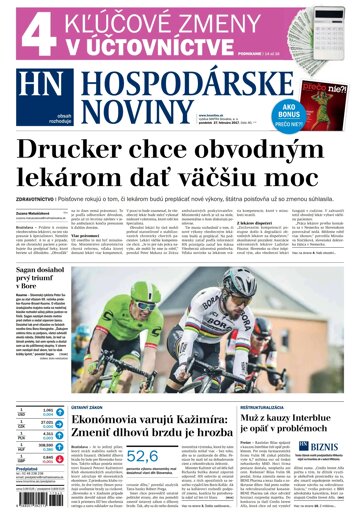 Obálka e-magazínu Hospodárske noviny 27.02.2017