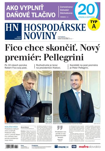 Obálka e-magazínu Hospodárske noviny 15.03.2018