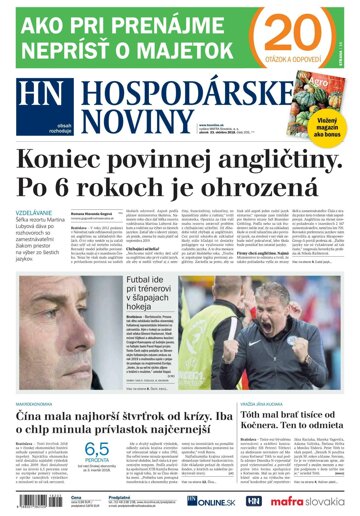 Obálka e-magazínu Hospodárske noviny 23.10.2018