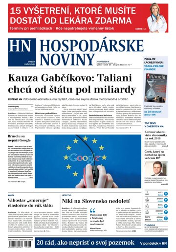 Obálka e-magazínu Hospodárske noviny 17.4.2015