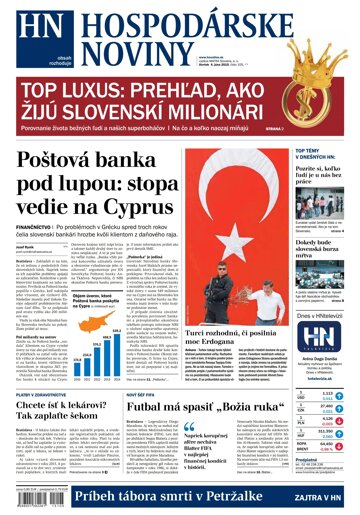 Obálka e-magazínu Hospodárske noviny 04.06.2015