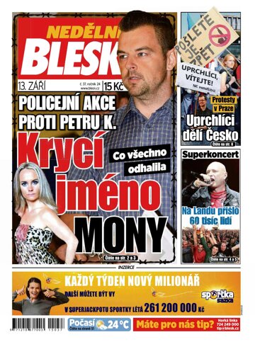 Obálka e-magazínu Nedělní Blesk 13.9.2015