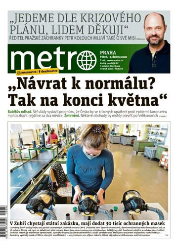 Obálka e-magazínu deník METRO 3.4.2020