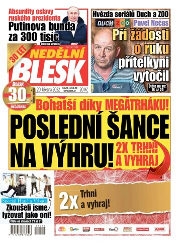 Obálka e-magazínu Nedělní Blesk 20.3.2022