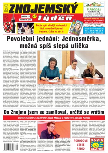Obálka e-magazínu Znojemský týden 40/2022