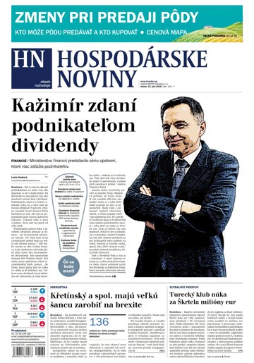 Obálka e-magazínu Hospodárske noviny 13.07.2016