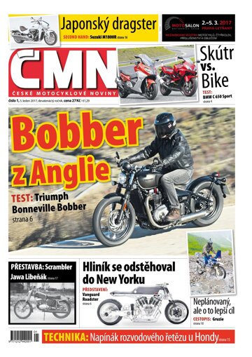 Obálka e-magazínu ČESKÉ MOTOCYKLOVÉ NOVINY 1/2017