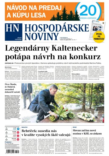 Obálka e-magazínu Hospodárske noviny 22.08.2017