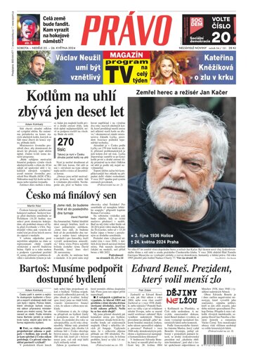 Obálka e-magazínu Deník Právo 25.5.2024