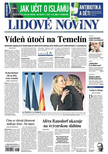 Obálka e-magazínu Lidové noviny 8.12.2015